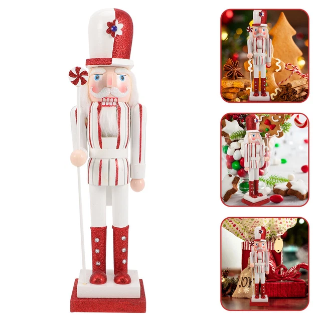 Déco De Noël Casse-noisette Rouge Et Blanc En Bois H 38 Cm - Décoration de fête BUT