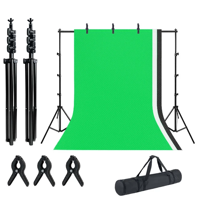 Fotostudio Hintergrundsystem 2,6x3m Teleskop Stativ 3xHintergrund Set + Tasche