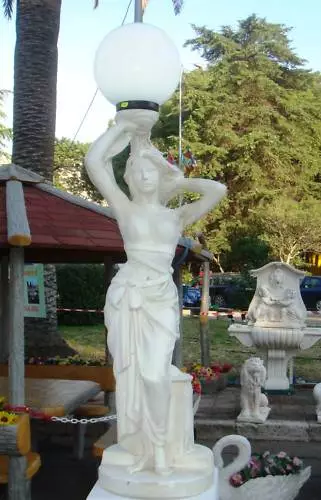 Statua Statue Venere Portalampada H.155 Arredo Giardino No Pietra Polvere Marmo