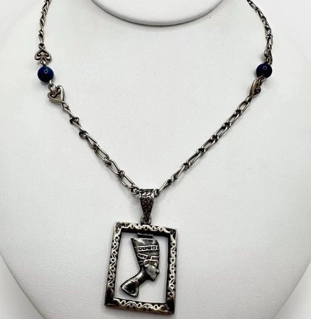 Collier égyptien Ancien En Argent 800 Et Or Avec émail - Pendentif Charm, Occasion En Très Bon état