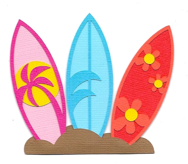 Álbum De Recortes Prehecho - Piezas De Papel - Para Diseño - Título - Verano - Playa - Tablas De Surf