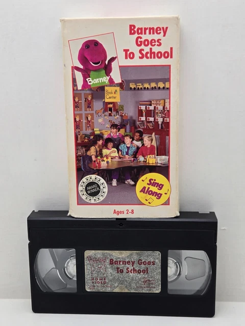 BARNEY GOES TO School VHS Video 1990 Purple Dinosaur Backyard Gang barney-goes-to-school-vhs-video-1990-purple-dinosaur-backyard-gang