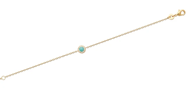 Collier Plaqué Or 18 Carats Avec Pendentif Cœur Amazonite Et Zirconium - 41-45 Cm
