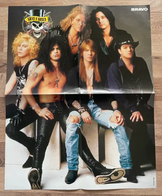 Vintage XL Poster Guns n Roses Axel Rose Slash Jean-Claude van Damme 82 x 52 cm