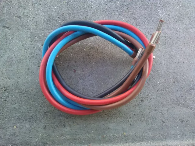 4 x 60cm : fils / câble d'alimentation HO7-VK 10 mm² 10mm2 souple + embouts YZ