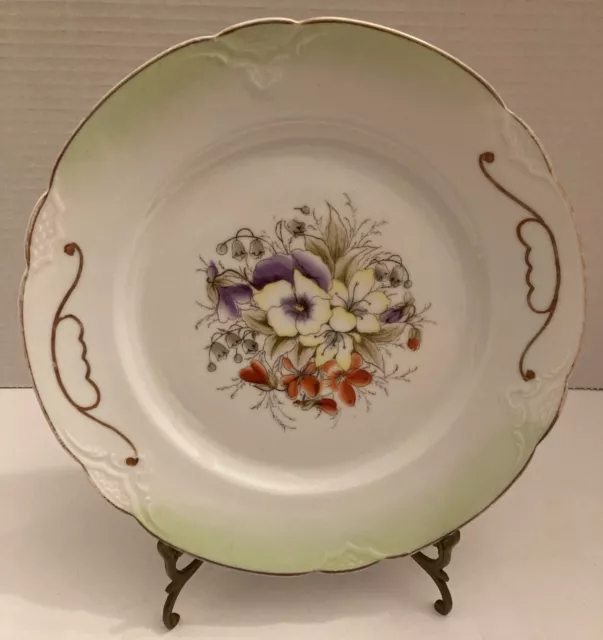 Vintage JHR Bavaria Plate With Hand Painted Floral Pattern