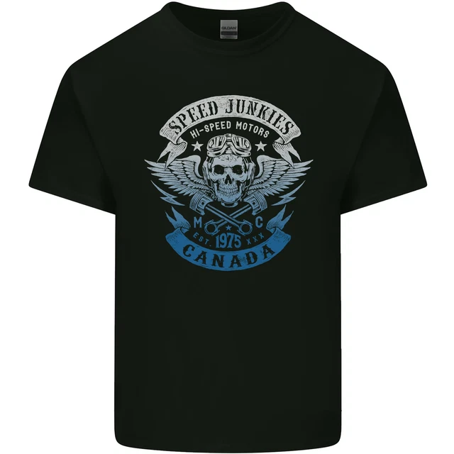Canada Speed Junkies Biker Motorcycle Mens Cotton T-Shirt Tee Top