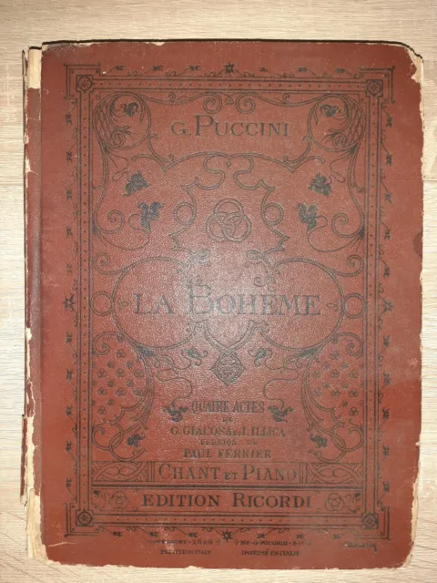 Ancienne partition La bohéme version Paul ferrier musique Giacomo puccini 1898 ?