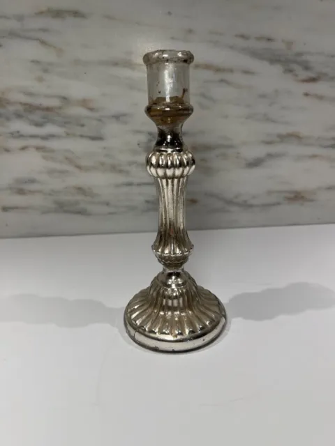 ANTIQUE FRENCH 18th CENTURY MERCURY GLASS CANDLESTICK