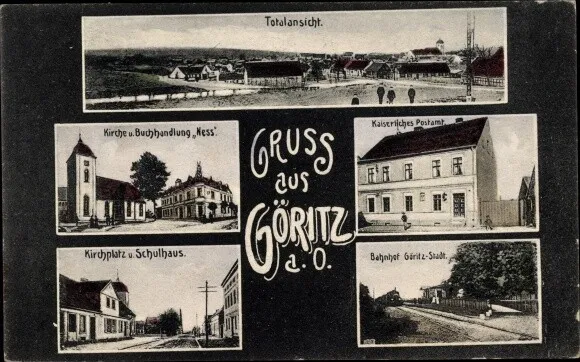 Ak Göritz an der Oder Górzyca Ostbrandenburg, Bahnhof, Postamt,... - 10294520