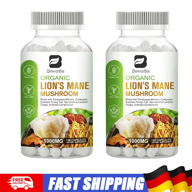 120 capsule 1000mg 2X Lions Mane fungo memoria | nootropico | supplemento Focus