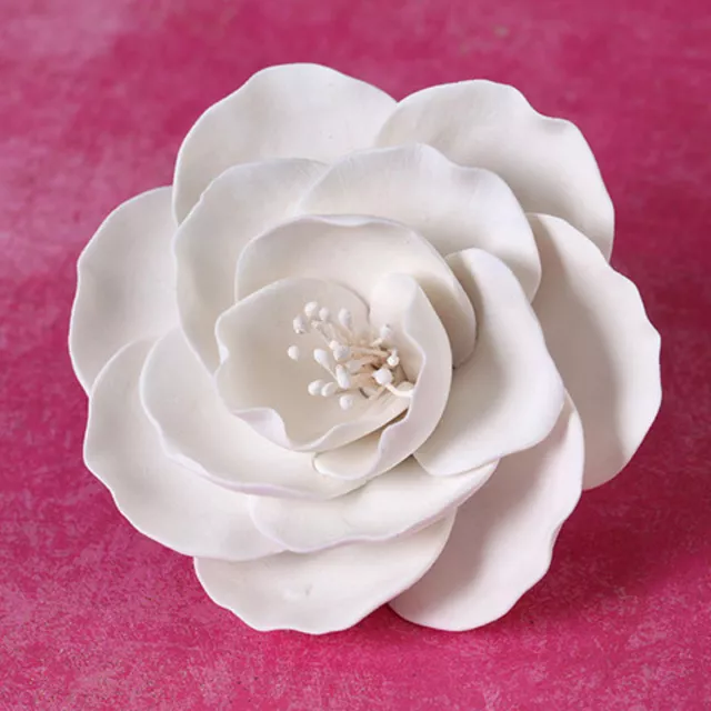 Medium White Open Rose Sugar flower wedding birthday cake decoration topper