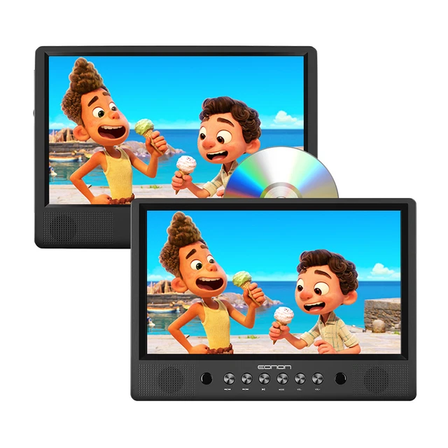 Slim Portable 2x 10.1" Car Headrest Pillow Monitor DVD Player USB SD w/ Battery