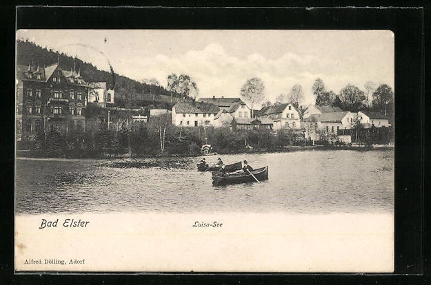 AK Bad Elster, Luisa-See mit Bootspartie 1907