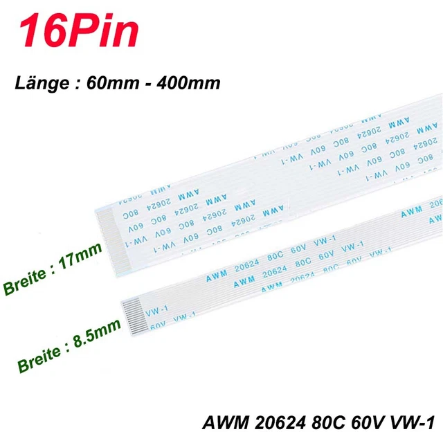 20 Pins 1.25mm Pitch AWM 20624 80C 60V VW-1 FFC Flexible Flat - Foto 7