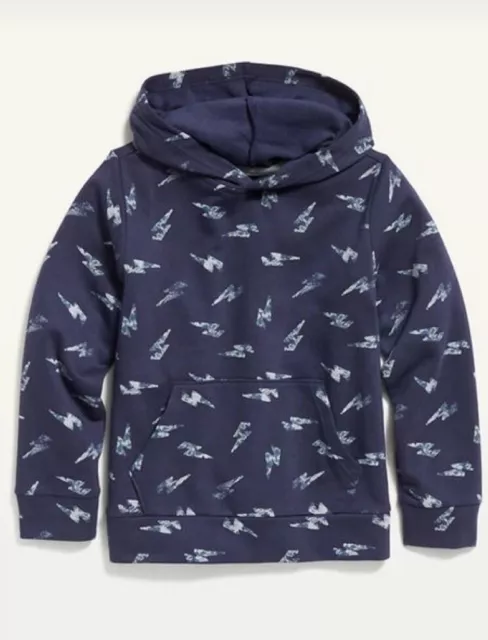 Old Navy Kids Boys Size Large (10-12)  Blue Lightning Pullover Hoodie $25 NWT