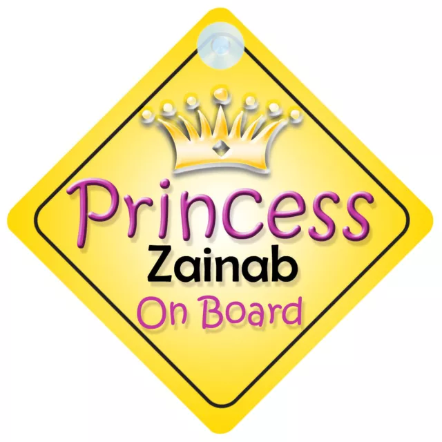 Princess On Board Personalised Baby Girl Car Sign Child Gift 002 (A Names 1)