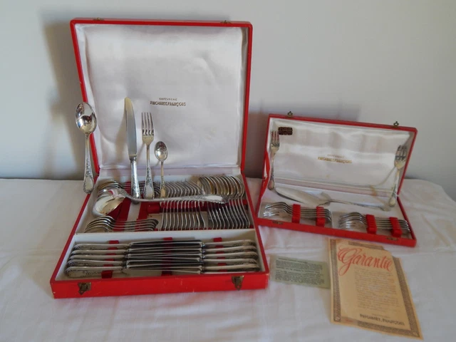 ENSEMBLE Ménagère en Métal Argenté FRIONNET François avec Service à Gâteaux
