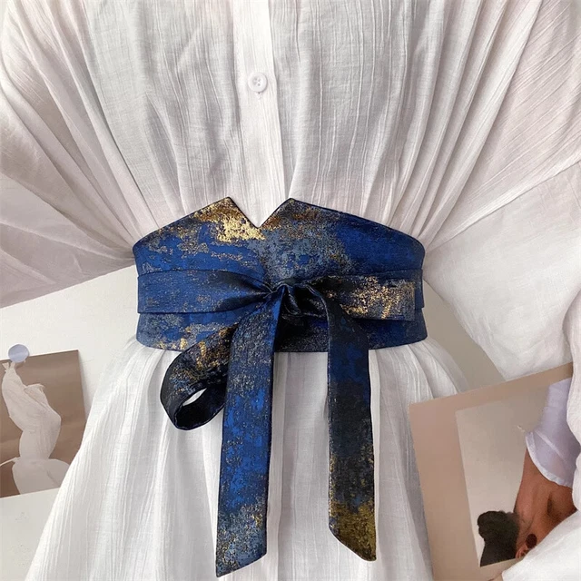 Ceinture Large Obi à Nœud Pour Femme - Simili Cuir Argent, Longueur 220 Cm, Largeur 7.5 Cm - 4
