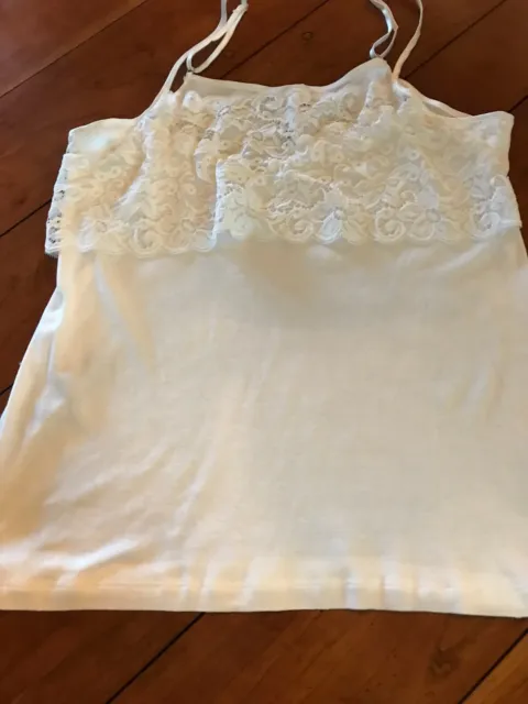 Hanro Women's White Lace & Cotton Camisole Large