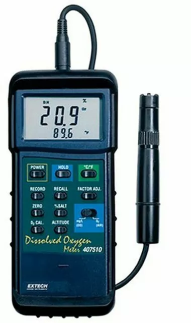 Brand New Extech Instruments 407510 Dissolved Oxygen Meter Heavy Duty