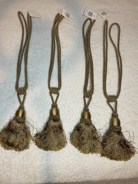 Decorative Rope Fringe Tassel Window Curtain Holdback Tie Back Pair Fawn