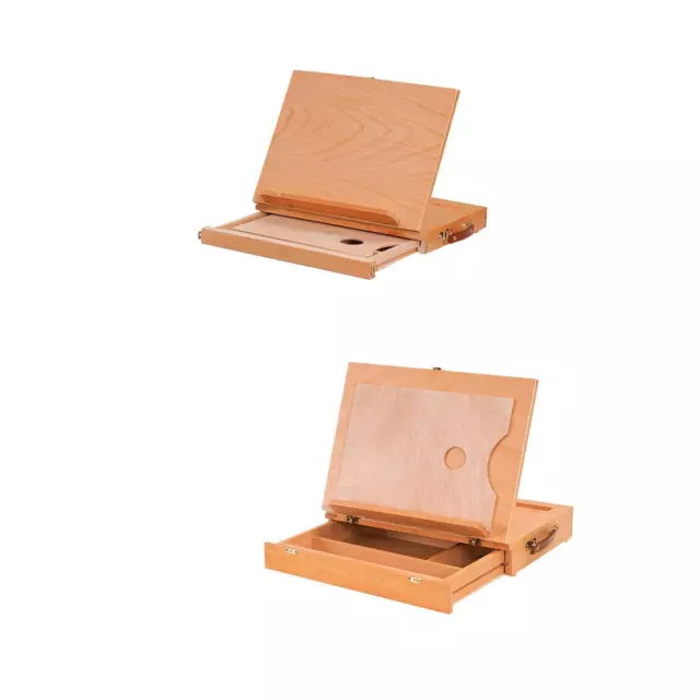 Wooden Easel Box Desktop Sketchbox Drawing Board Art Smooth Surface Painting