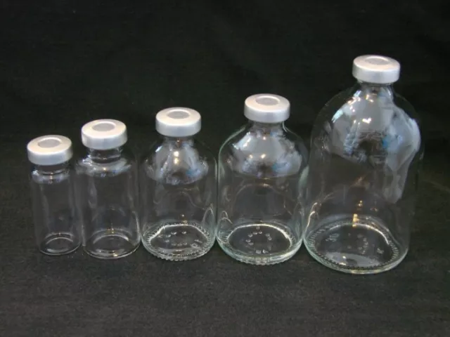 10 x Clear 30ml Depyrogenated and Sterile Vials. UK Stock, Free Fast P&P.