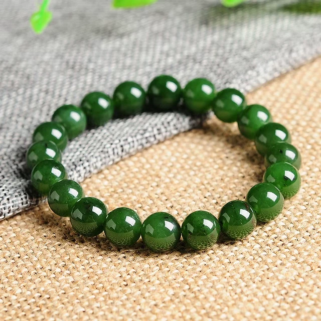 Bracelet Perles Jade De Taiwan Et Hématite Carrée - Fait Main Sur Mesure, élastique, Unisexe