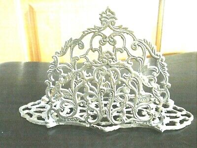 Antique Ornate Small Cast Brass Tabletop Mail Organizer or Napkin Holder