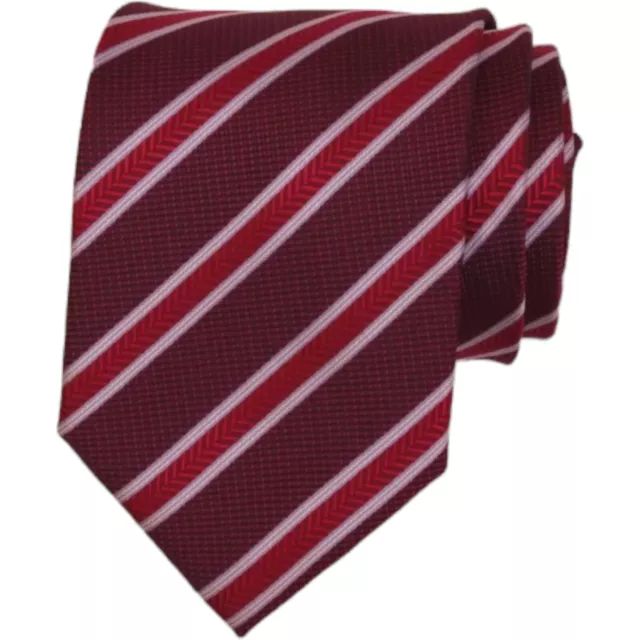 CAMICIE CRAVATTE Mens Classic Tie 3.25 Burgundy Stripe 100% Silk Necktie ITALY