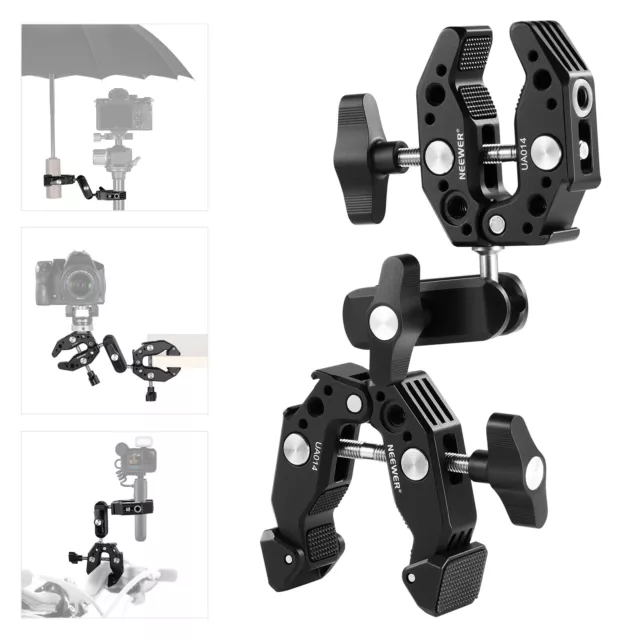 NEEWER Double Super Clamp Camera Mount&Dual Ball Heads Magic Arm for GoPro DJI