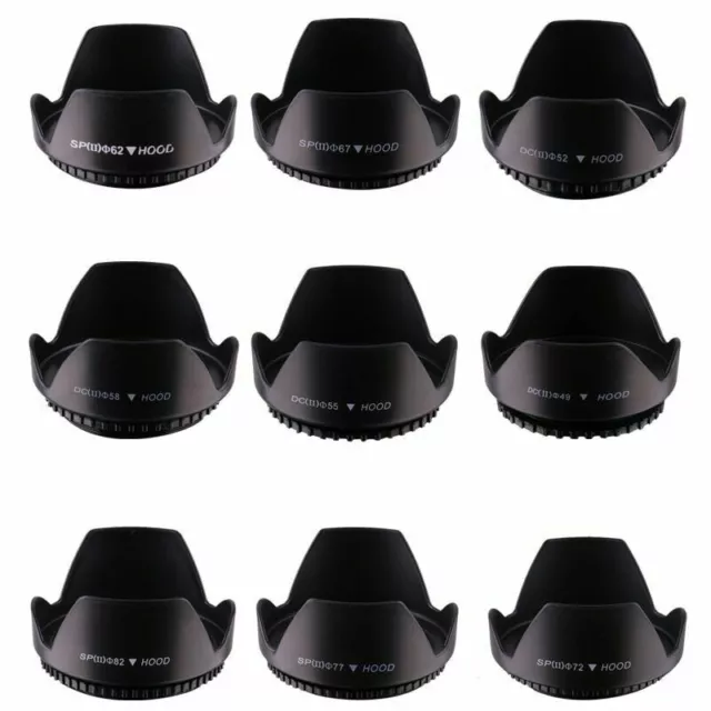 Universal 49/52/55/58/62/67/72/77mm Flower Petal Sunshade Lens Hood Screw-in