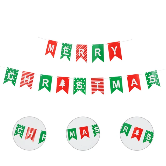 4 Sets merry christmas bunting flag Fensterdekoration Frohe Weihnachten-Banner W