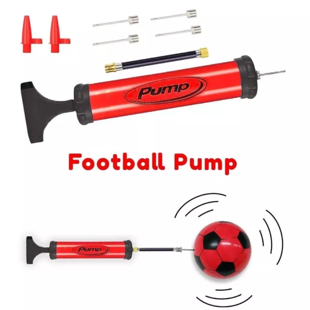 2 x Ball Football Pump Sports Hand Inflating Bike Balloons Toy Needle Tube Valve