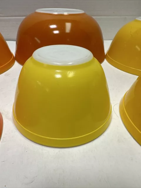 6 Pyrex Citrus Mixing Bowls Set 401 402 403 404 Orange Yellow Vintage 6 Bowl Set 3