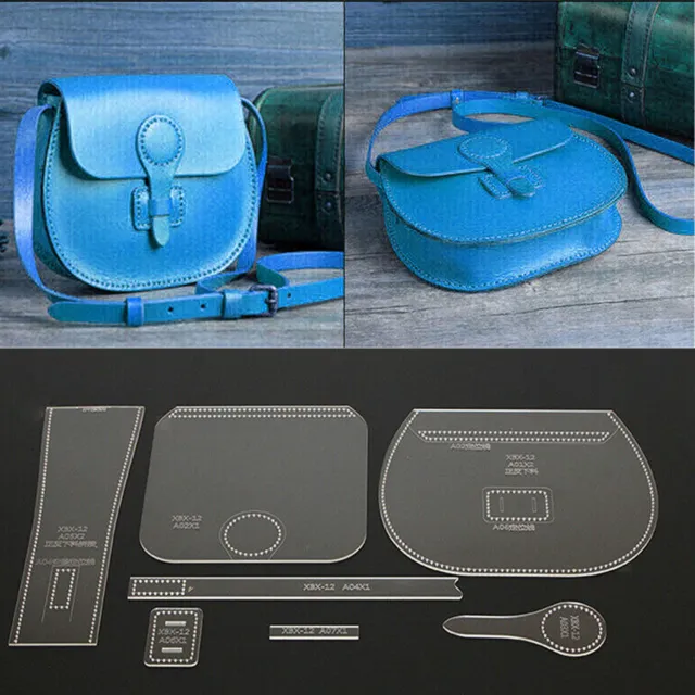 7Pcs Leather Craft Acrylic Shoulder Bag Handbag Pattern Stencil Template Clear