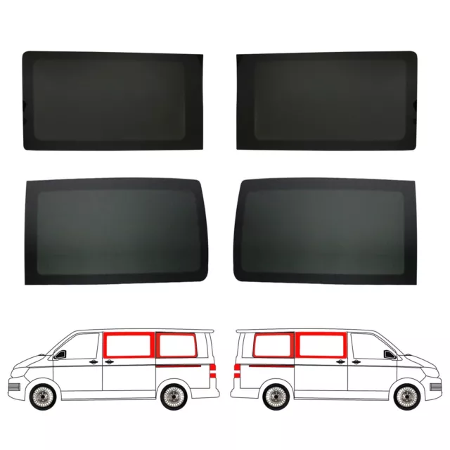 Vitres de Fenêtres Latérales Coulissantes Arriéres pour VW T5 T6 2003-2024 L1 4x