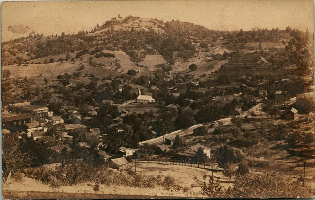 Vtg Postcard RPPC 1908 Mokelumne Hill California CA Birds Eye View