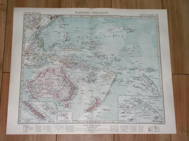 1927 Map Of Oceania Pacific Australia New Zealand Hawaii Guam New Caledonia Fiji