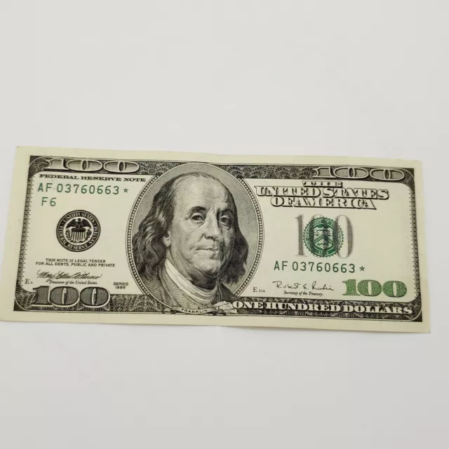 1996 Hundred Dollar $100 Bill Federal Reserve Star Note Atlanta Paper Money
