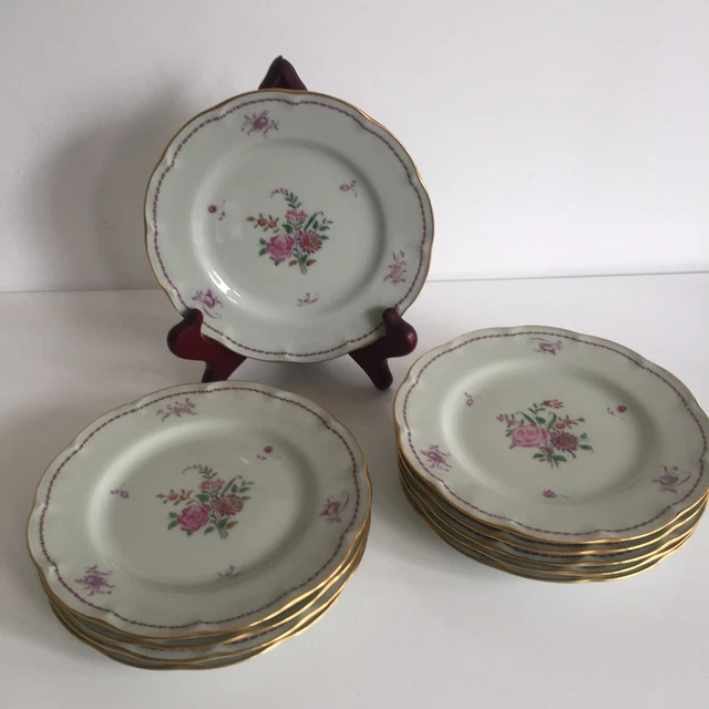 10 Assiettes Maison Rouard Porcelaine Limoges Haviland Fleurs