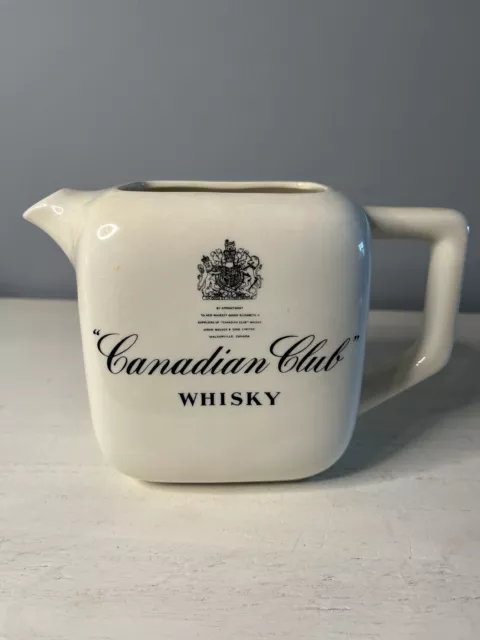 Canadian Club Whisky Pub Jug Water Pitcher - Queen Elizabeth II Royal Seal rare