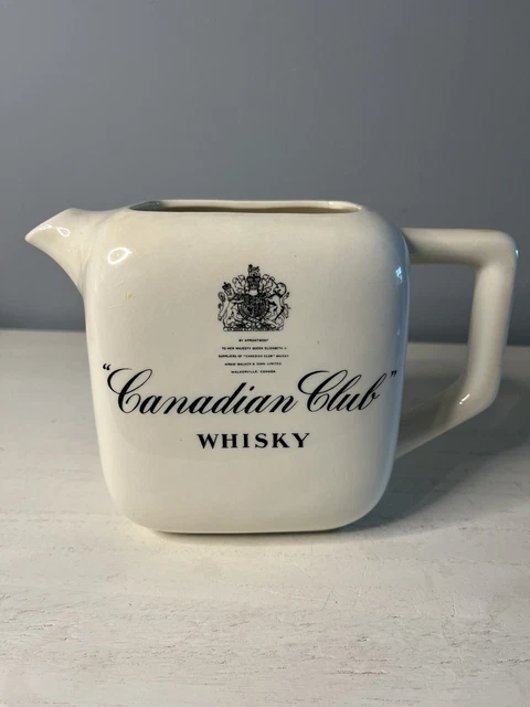 Canadian Club Whisky Pub Jug Water Pitcher - Queen Elizabeth II Royal Seal rare