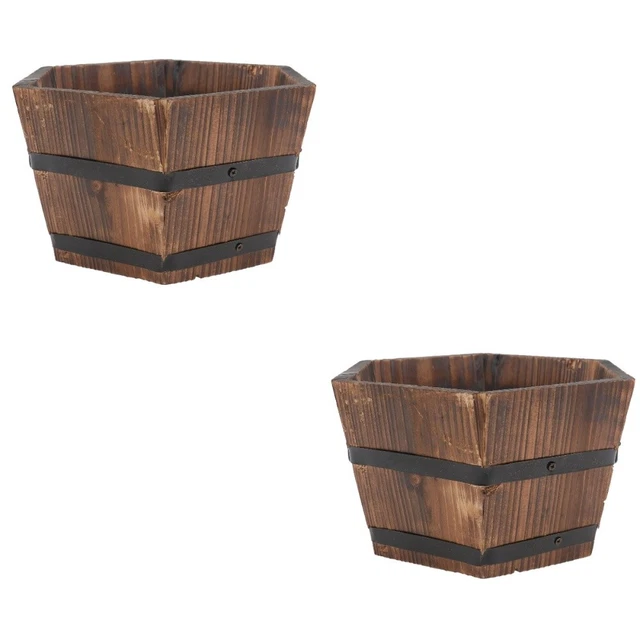 2 Pc Pot De Fleurs En Bois Massif Décoration Maison Planteur Pots À Bonsaï