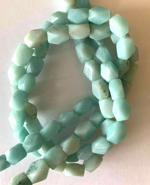 2 16" Strands Genuine Faceted Nugget Style Amazonite - 10x7mm Stone Beads