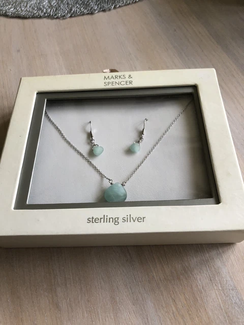 NEW MARKS Spencer Jade sterling silver necklace and earings