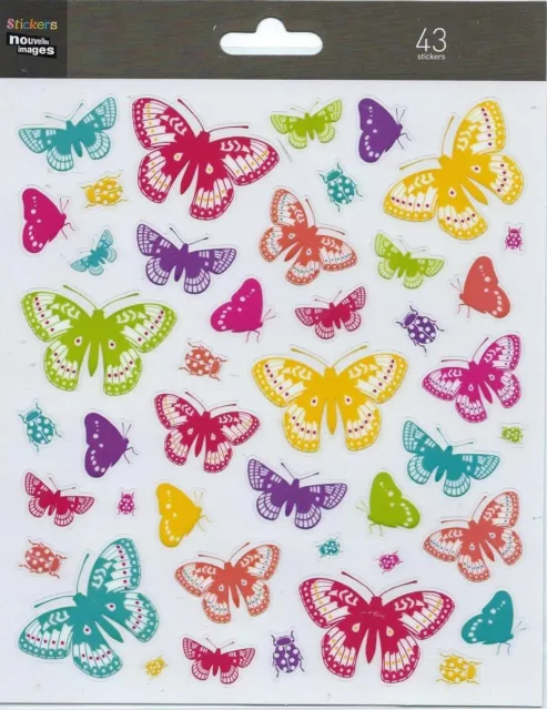 Stickers Papillons planche 20 cm x 15,5 cm autocollants scrapbooking