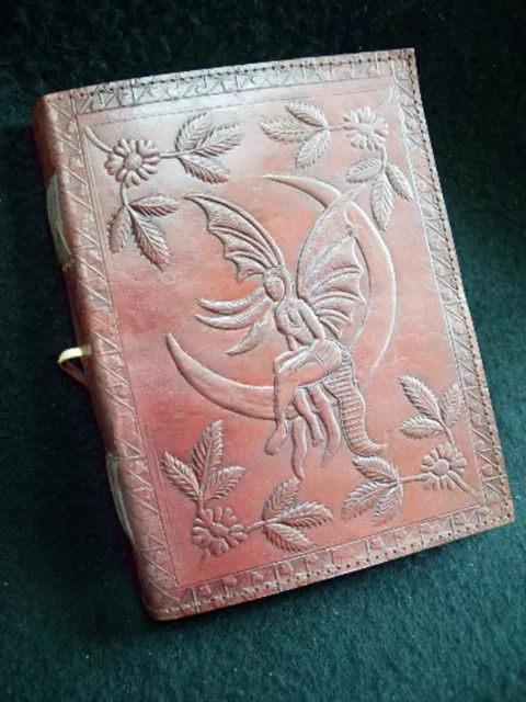 MOON FAIRY - A5 Handmade Leather Journal Diary Pagan Wicca Book of Shadows