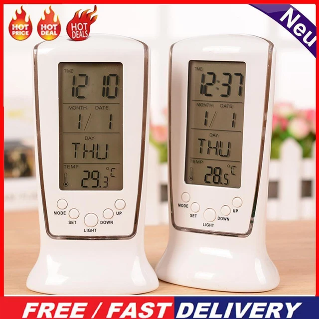 VE]Solar Mini Digital Clock For Car Dashboard Display,Date,Temperature